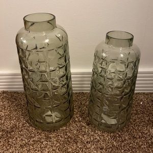 Green glass vases
